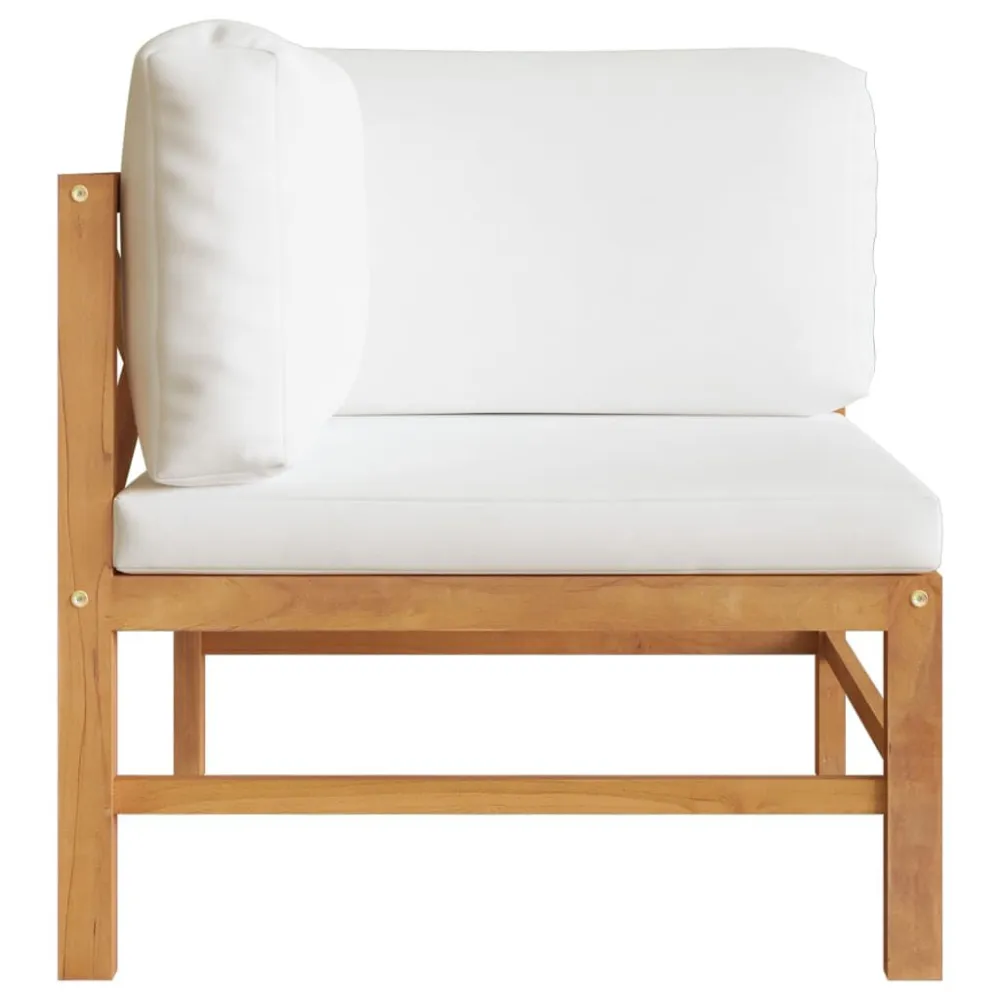 Poltrona Dondolo Divani Angolari 2 pz Cuscini Crema Massello di Teak