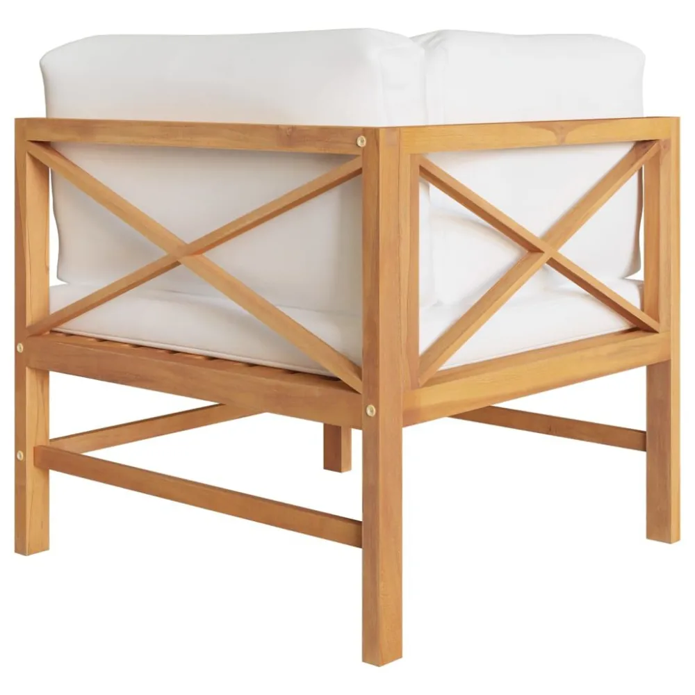 Poltrona Dondolo Divani Angolari 2 pz Cuscini Crema Massello di Teak