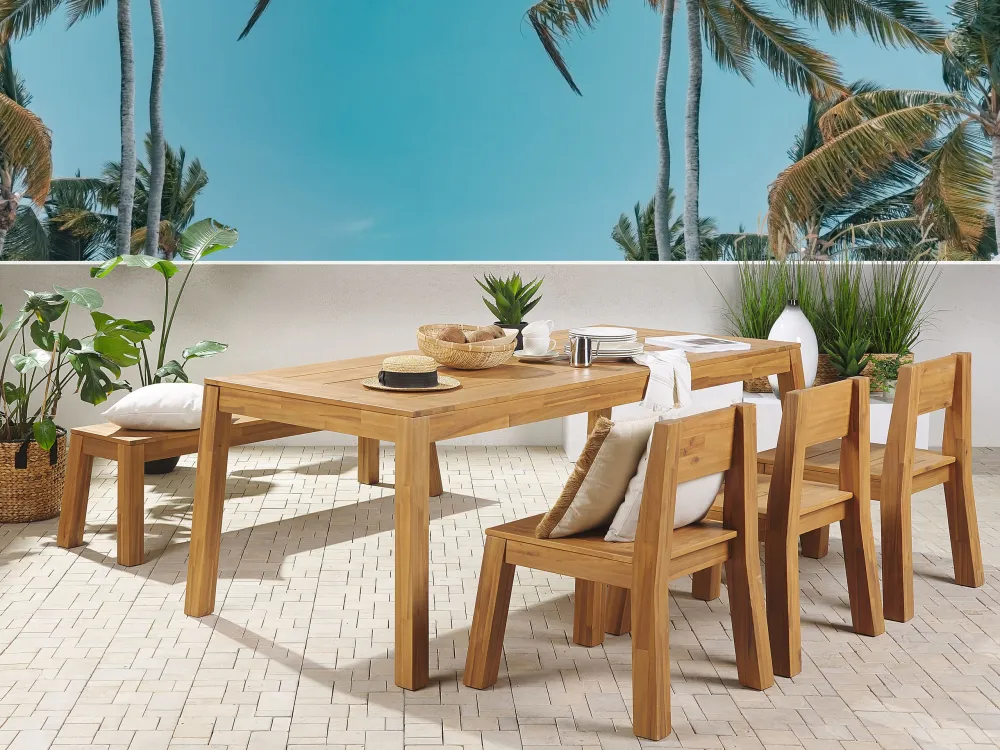 Poltrona Dondolo Garden Chair LIVORNO Acacia Wood Light Wood