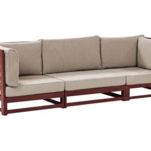 Poltrona Dondolo Garden Sofa TRANI Acacia Wood Dark Red 3 Seater