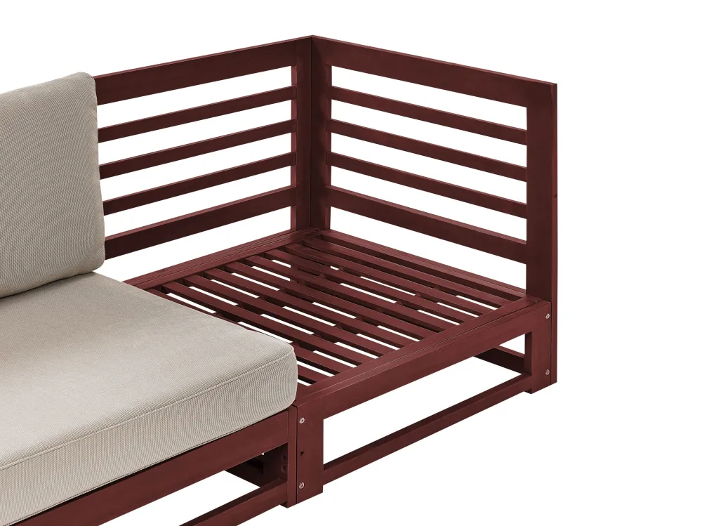 Poltrona Dondolo Garden Sofa TRANI Acacia Wood Dark Red 3 Seater