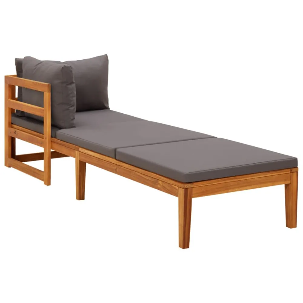 Poltrona Dondolo Lettini Prendisole con Cuscini Grigio Ombroso 2 pz Legno d'Acacia