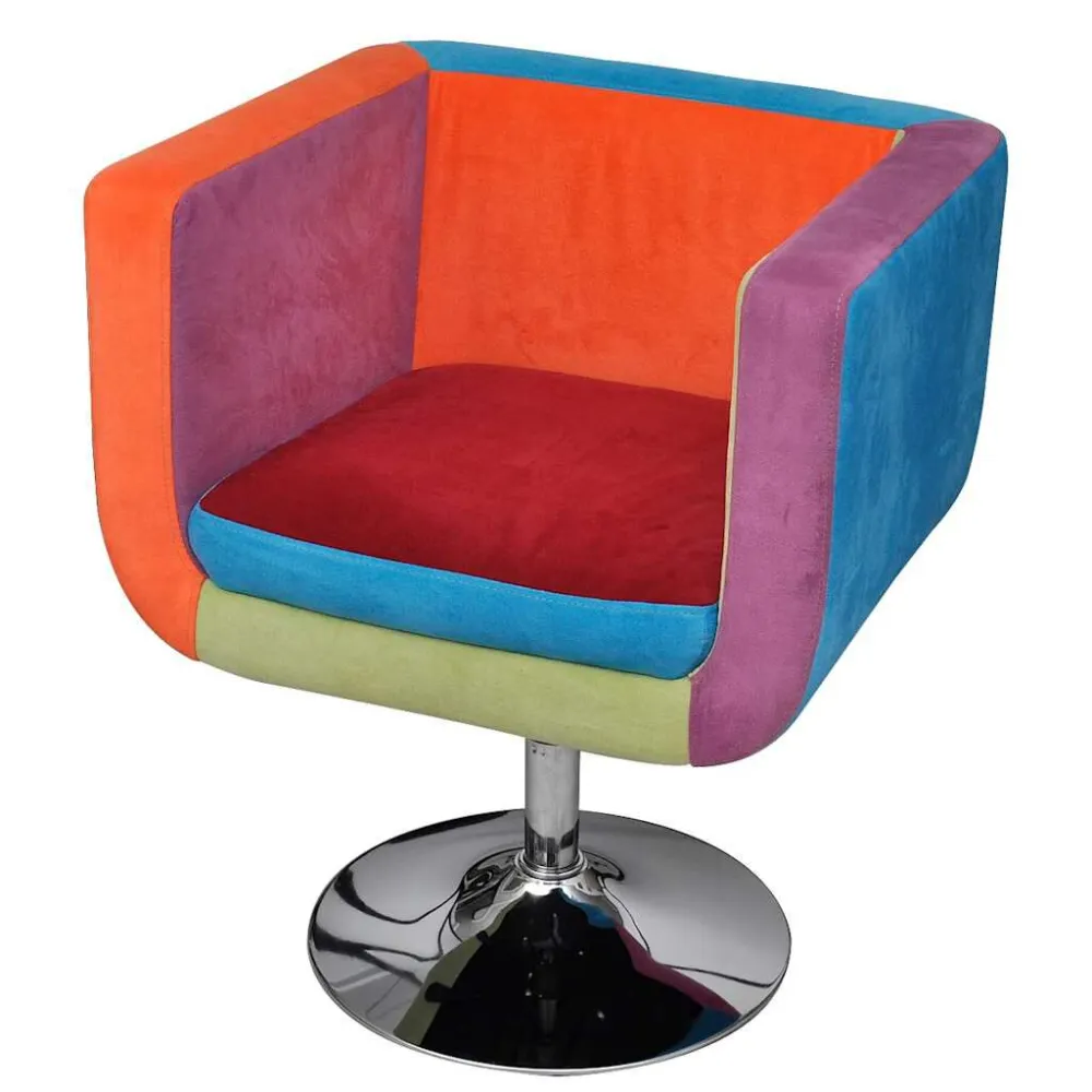 Poltrona Dondolo Poltrona Cubo con Design Patchwork Tessuto
