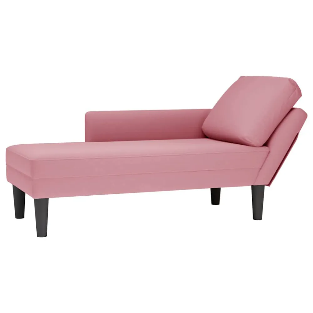 Poltrona Dondolo Sdraio con Cuscino e Bracciolo Destro Velluto Rosa
