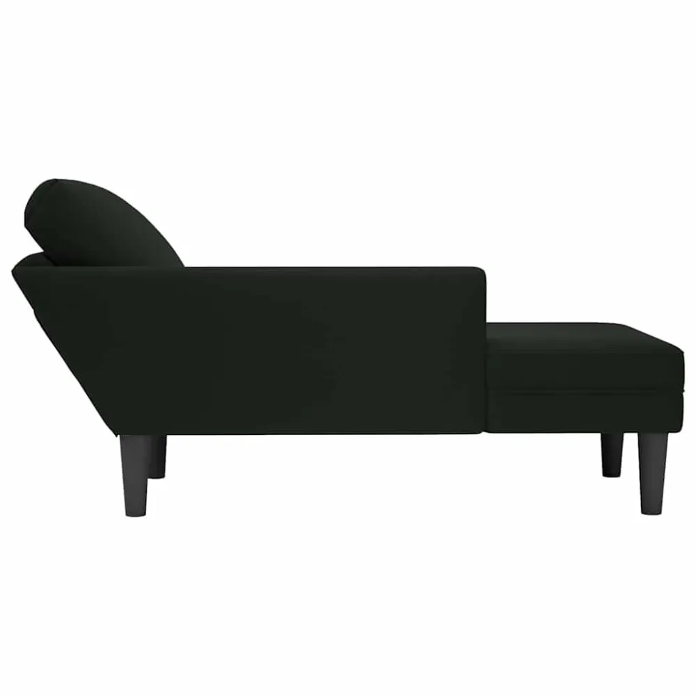 Poltrona Dondolo Sdraio con Cuscino e Bracciolo Destro Velluto Nero