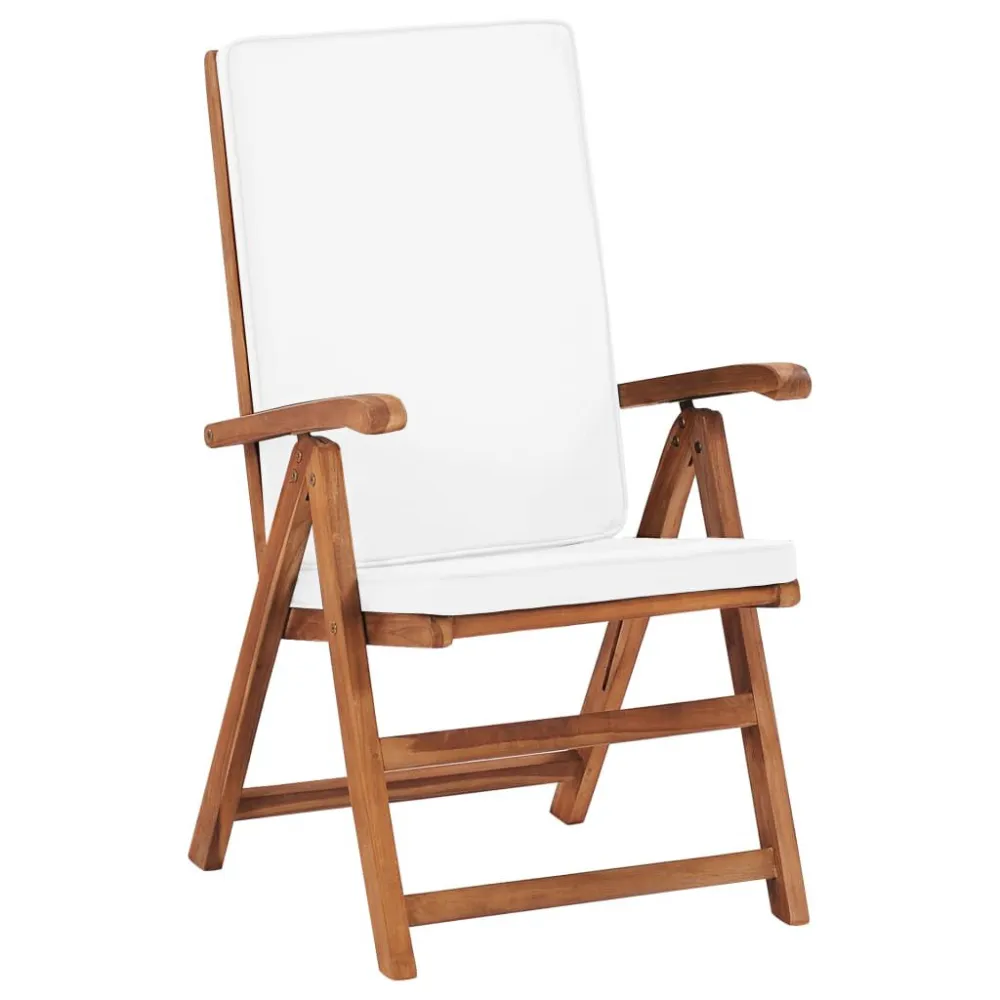 Poltrona Dondolo Sedie da Giardino con Cuscini 2 pz Legno Massello di Teak Crema