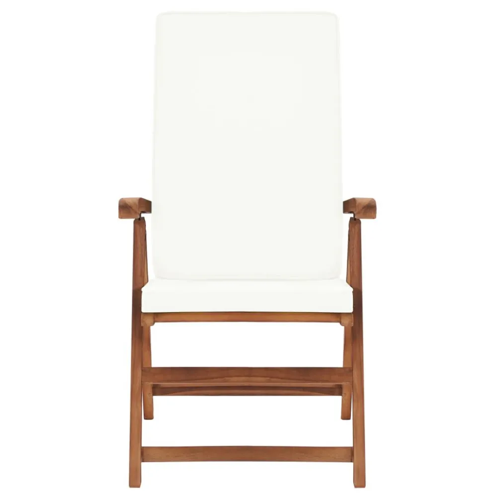 Poltrona Dondolo Sedie da Giardino con Cuscini 2 pz Legno Massello di Teak Crema