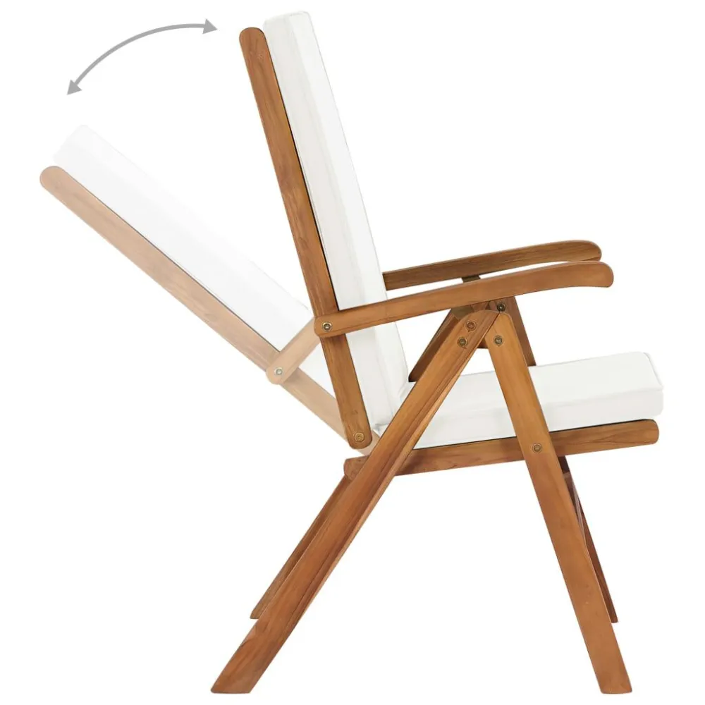Poltrona Dondolo Sedie da Giardino con Cuscini 2 pz Legno Massello di Teak Crema