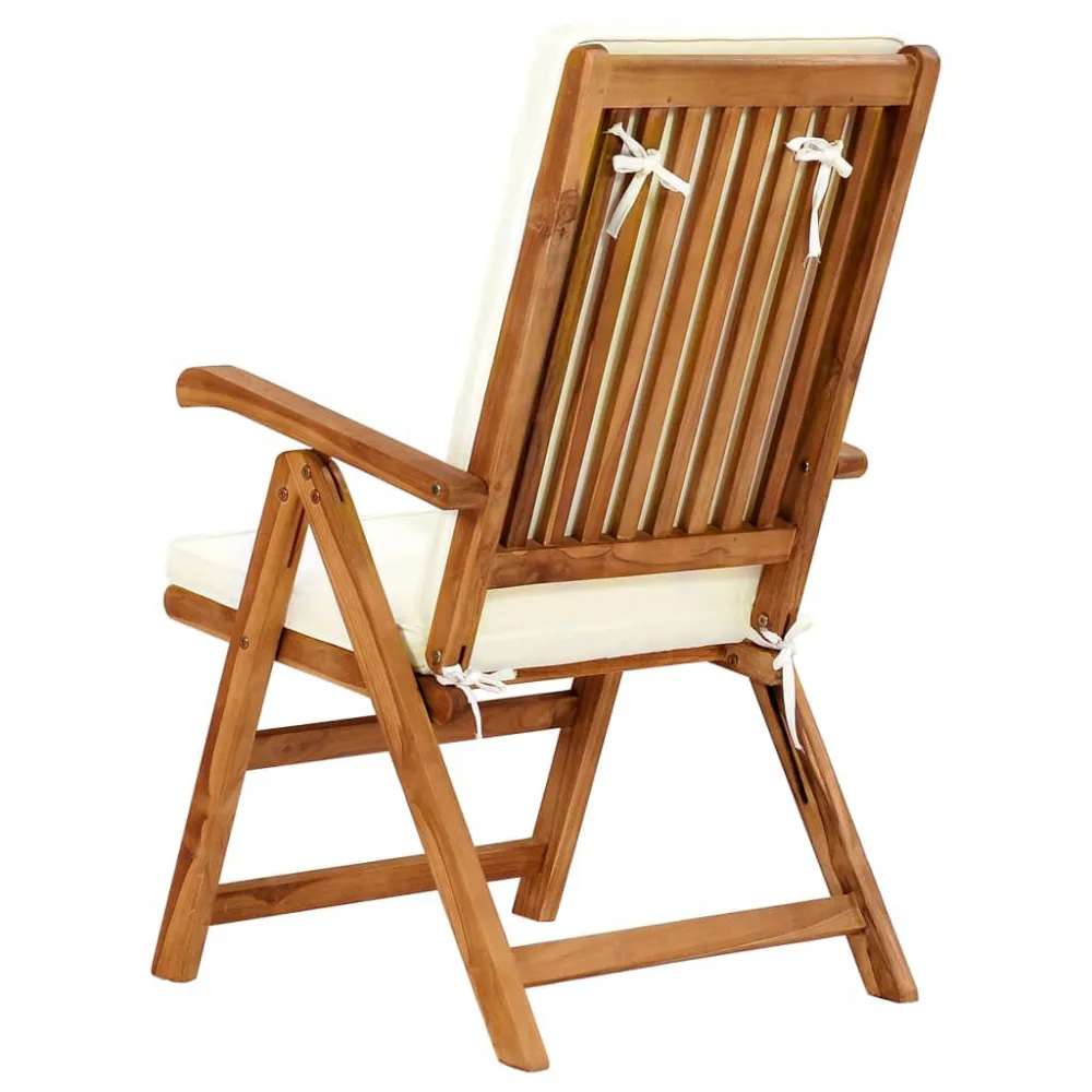 Poltrona Dondolo Sedie da Giardino con Cuscini 2 pz Legno Massello di Teak Crema