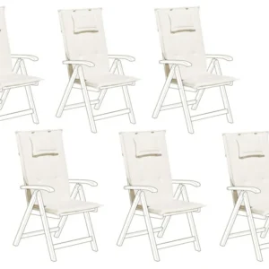 Poltrona Dondolo Set di 6 cuscini tessuto bianco crema per la sedia da giardino TOSCANA/JAVA