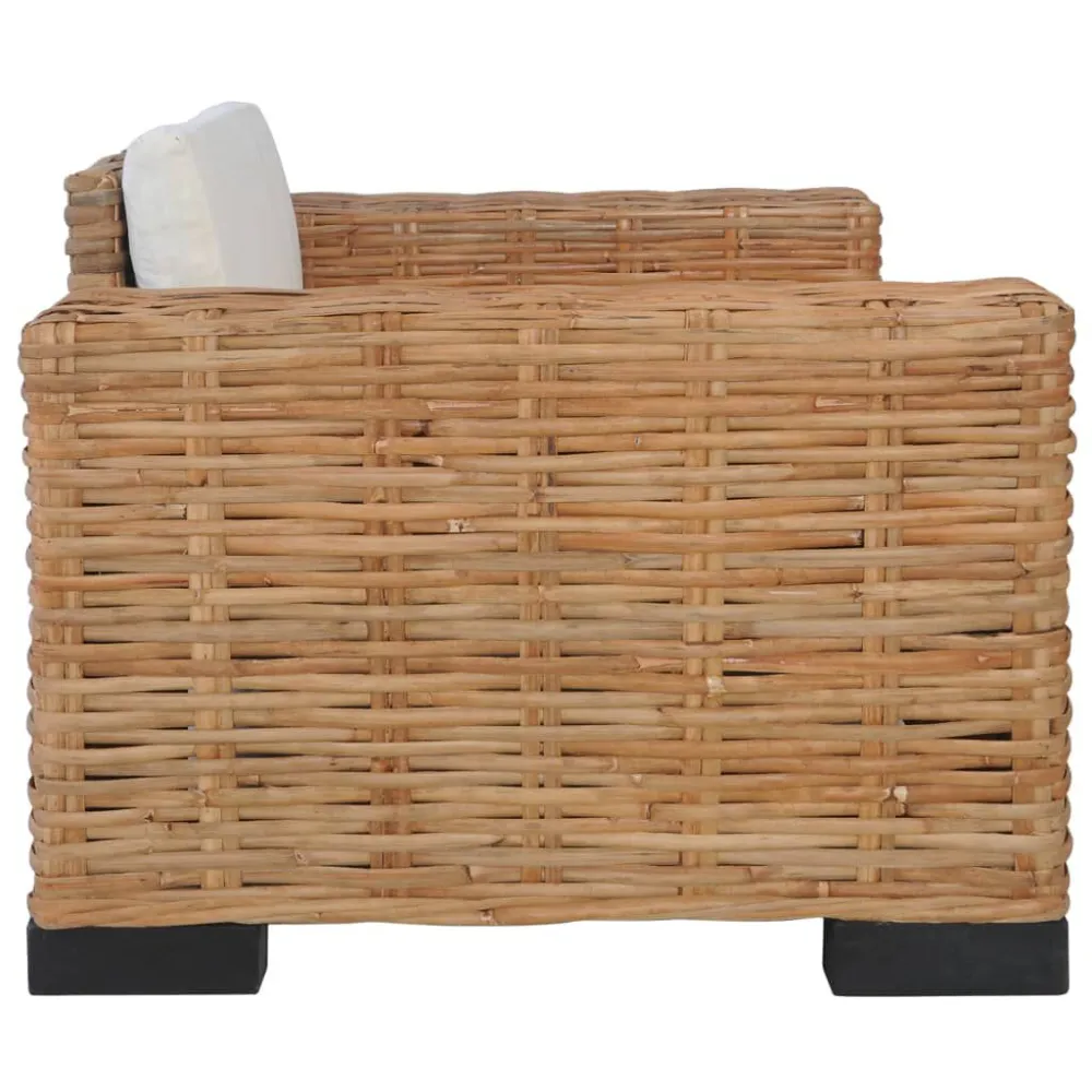 Poltrona Dondolo Set Divani 3 pz con Cuscini Rattan Naturale