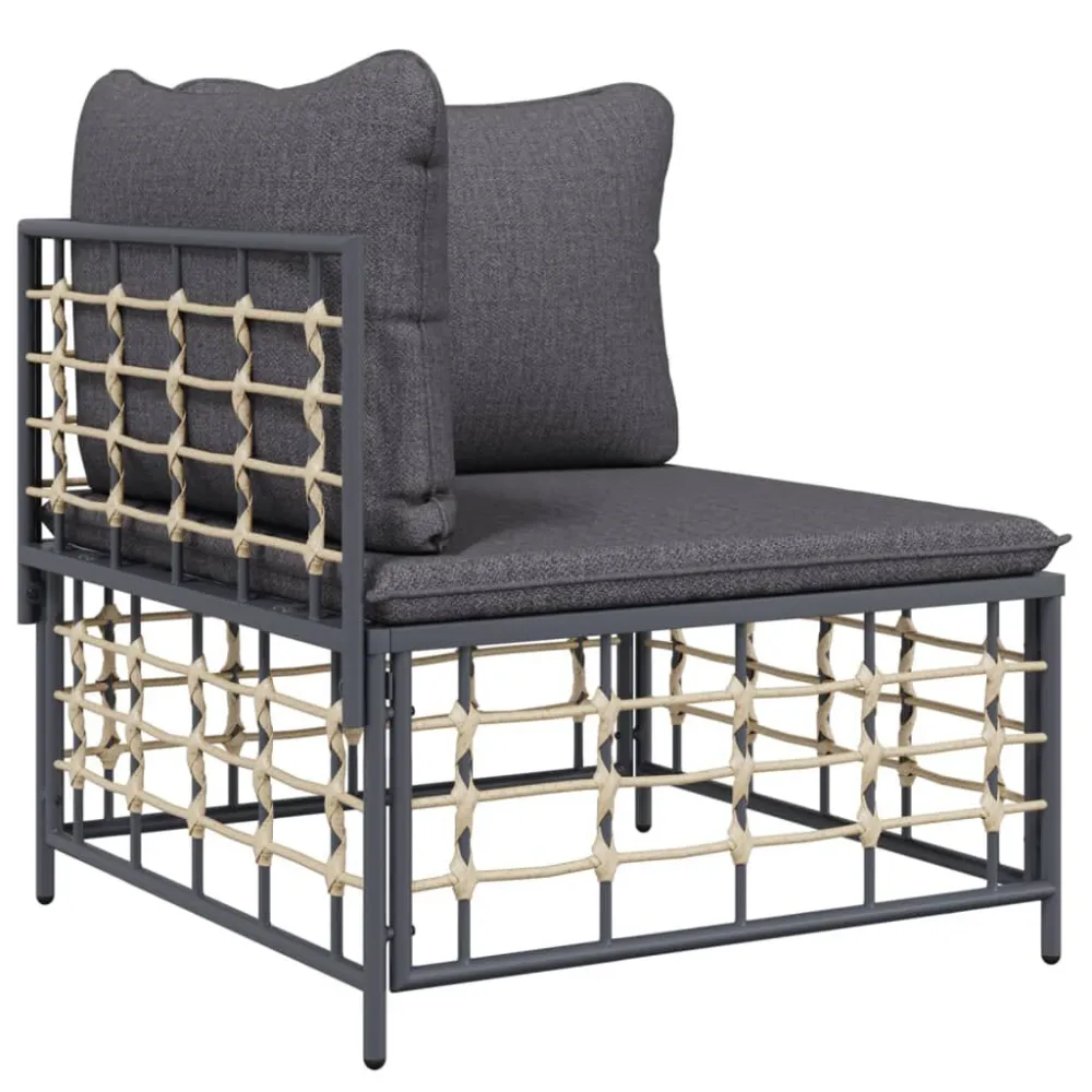 Poltrona Dondolo Set Divani da Giardino 9 pz con Cuscini Antracite Polyrattan