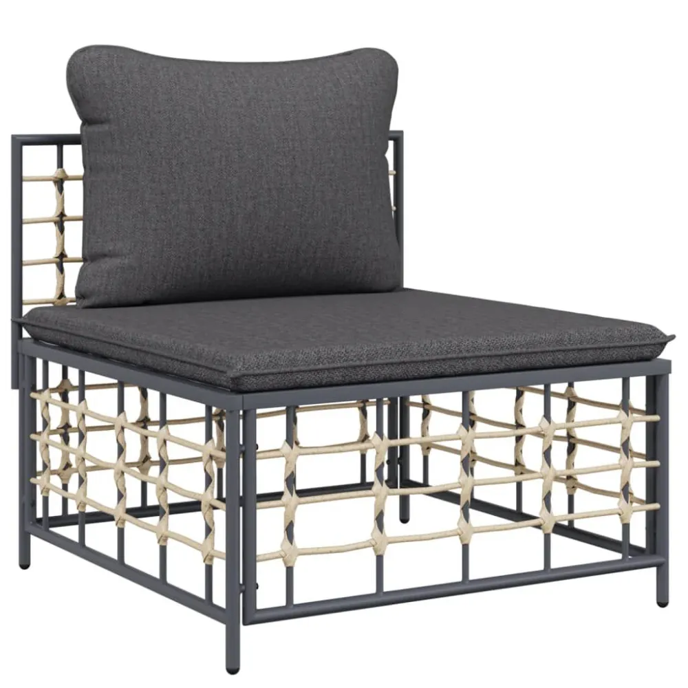 Poltrona Dondolo Set Divani da Giardino 9 pz con Cuscini Antracite Polyrattan