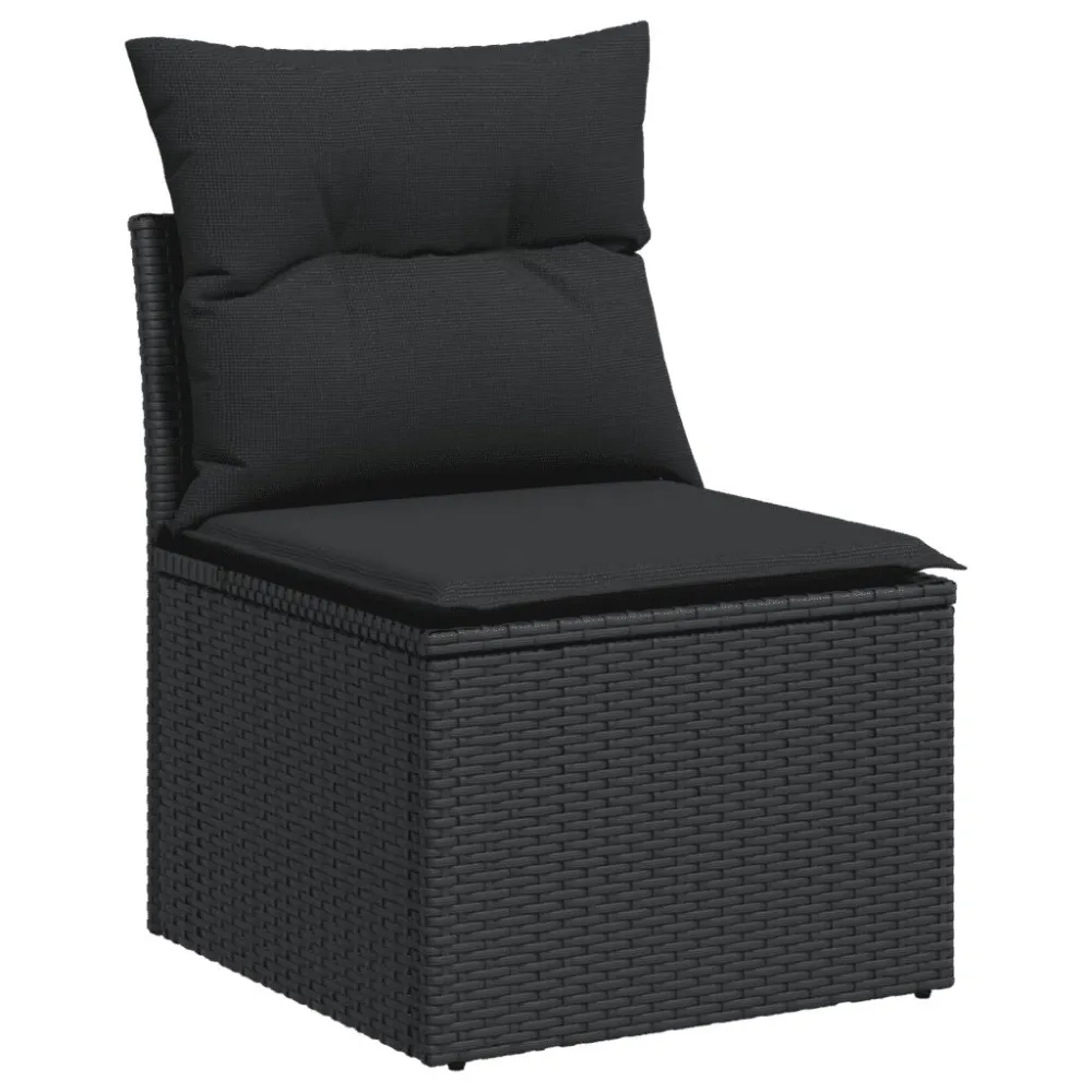 Poltrona Dondolo Set Divani da Giardino 11 pz con Cuscini Polyrattan Nero