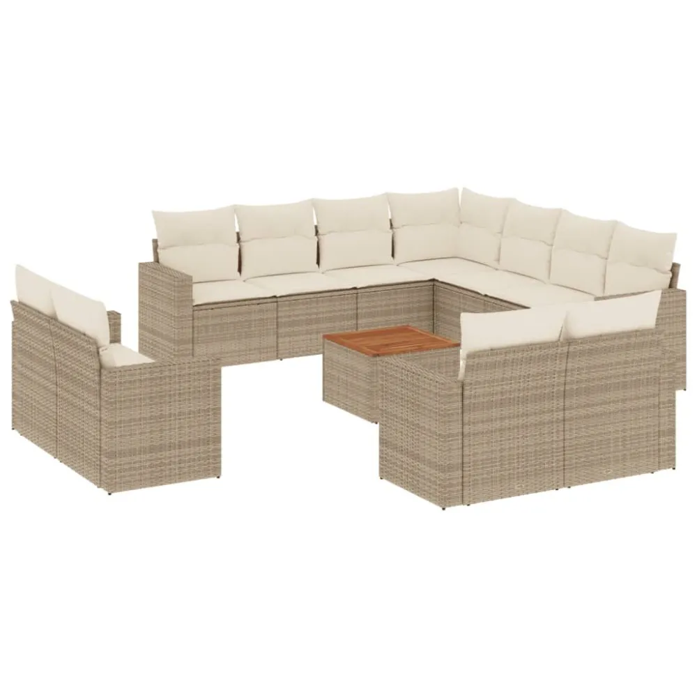 Poltrona Dondolo Set Divani da Giardino 12 pz con Cuscini Nocciola Polyrattan