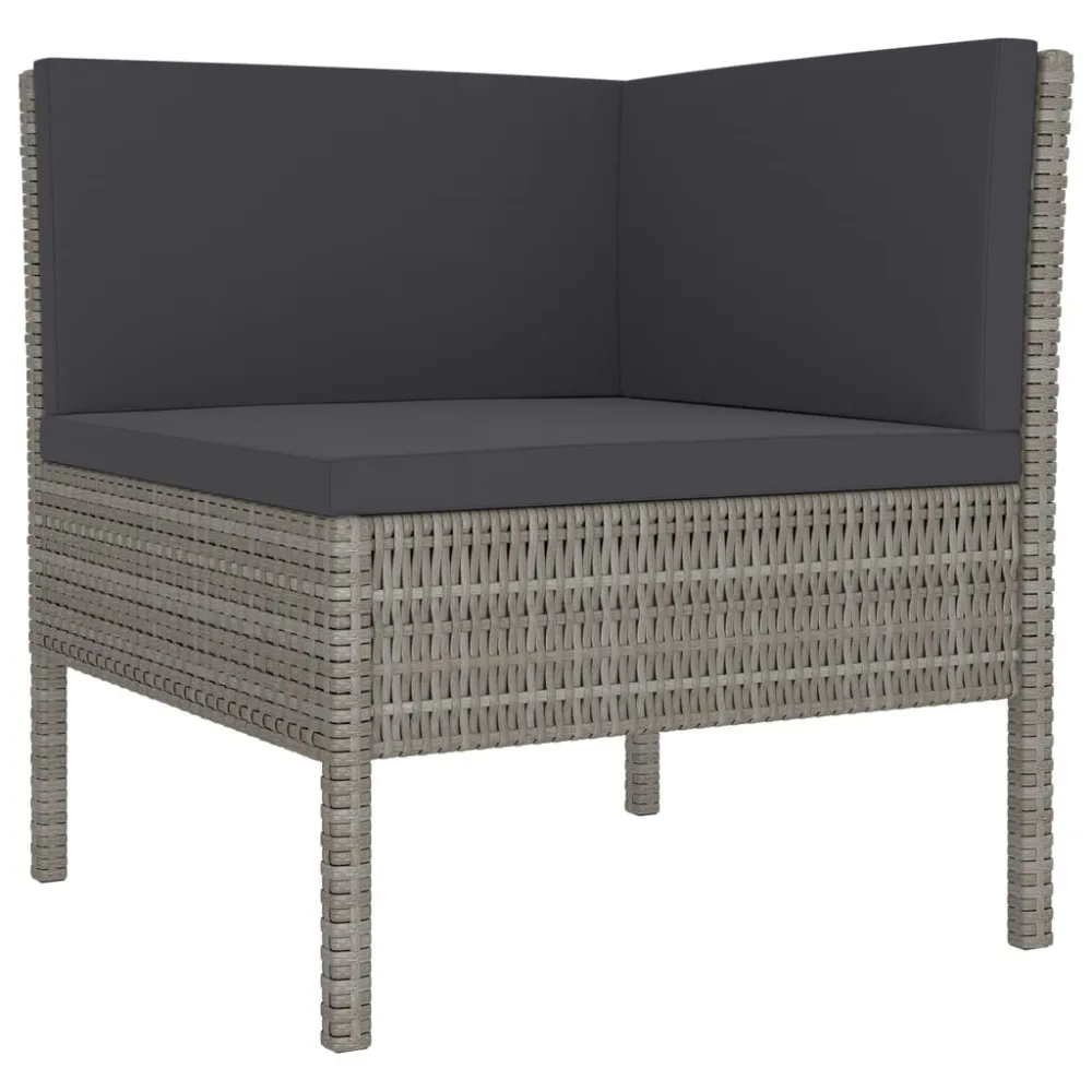 Poltrona Dondolo Set Divani da Giardino 5 pz con Cuscini Polyrattan Grigio