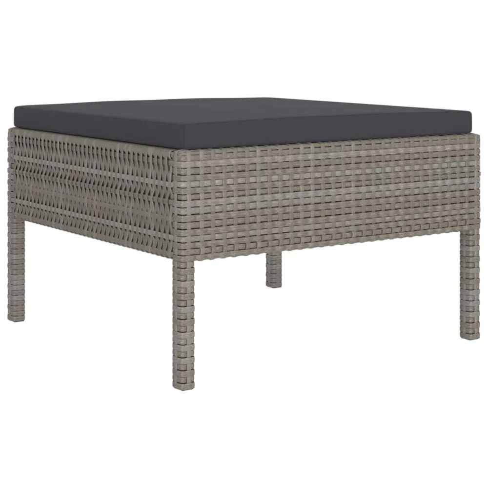 Poltrona Dondolo Set Divani da Giardino 5 pz con Cuscini Polyrattan Grigio