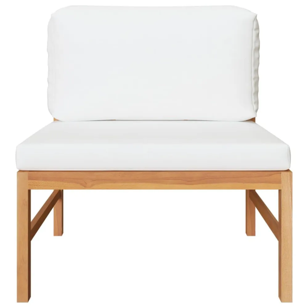 Poltrona Dondolo Set Divani Giardino 3 pz Cuscini Crema Legno di Teak