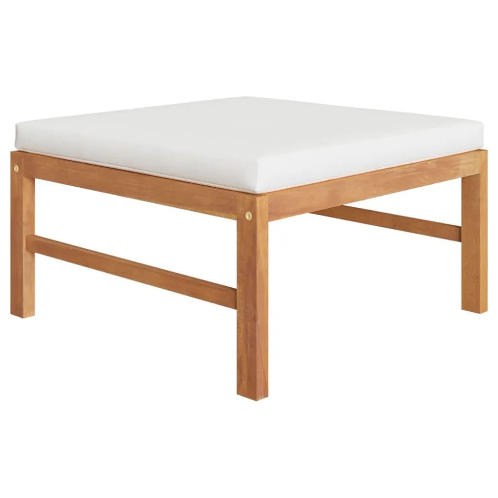 Poltrona Dondolo Set Divani Giardino 3 pz Cuscini Crema Legno di Teak