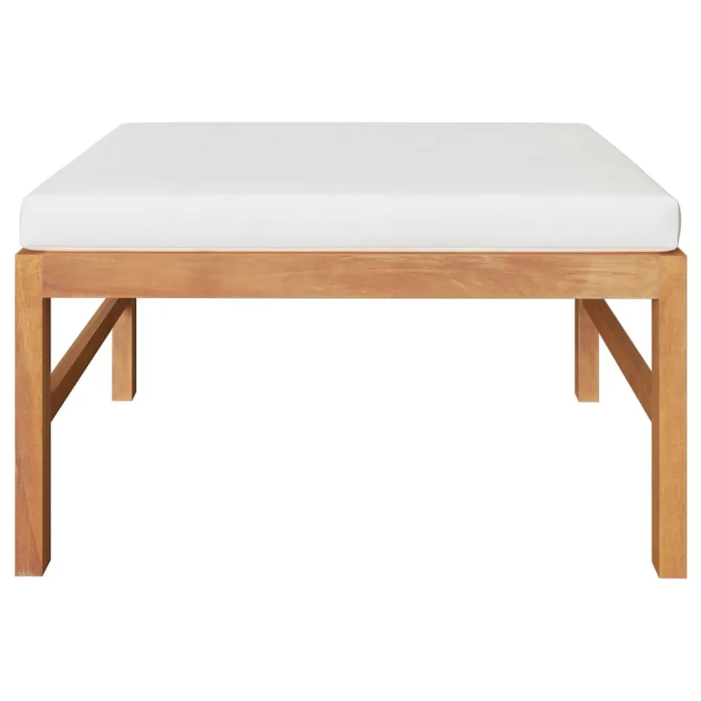 Poltrona Dondolo Set Divani Giardino 3 pz Cuscini Crema Legno di Teak
