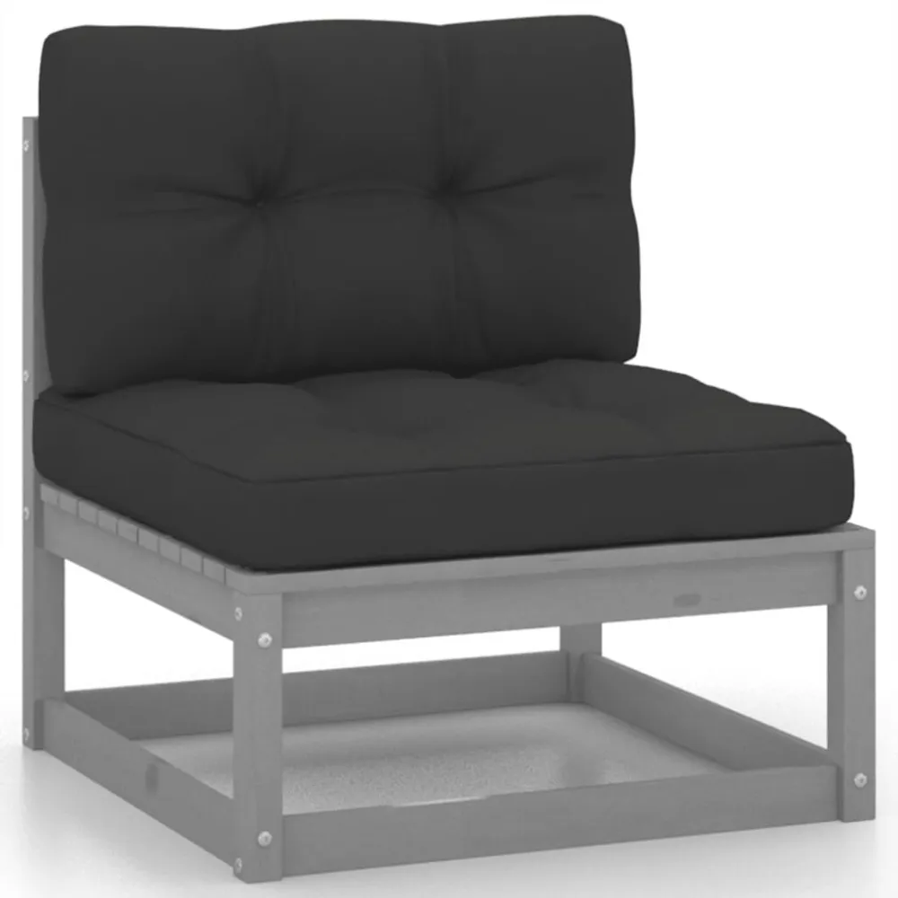 Poltrona Dondolo Set Divani da Giardino 10 pz Grigio Cuscini Massello di Pino