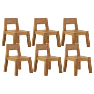 Poltrona Dondolo Set 6 Garden Chairs LIVORNO Acacia Wood Light Wood