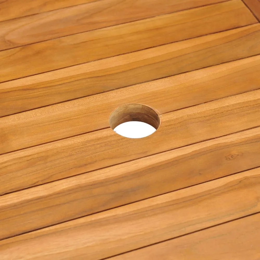 Poltrona Dondolo Set da Pranzo da Giardino 7 pz con Cuscini Grigi Legno di Teak