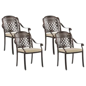 Poltrona Dondolo Set di 4 sedie da giardino con cuscini MANFRIA Metallo Marrone tenebroso