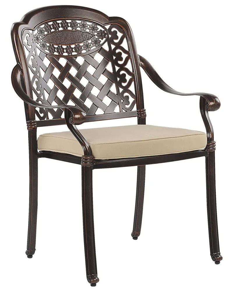 Poltrona Dondolo Set di 4 sedie da giardino con cuscini MANFRIA Metallo Marrone tenebroso