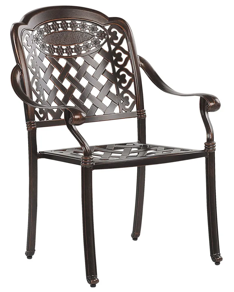 Poltrona Dondolo Set di 4 sedie da giardino con cuscini MANFRIA Metallo Marrone tenebroso