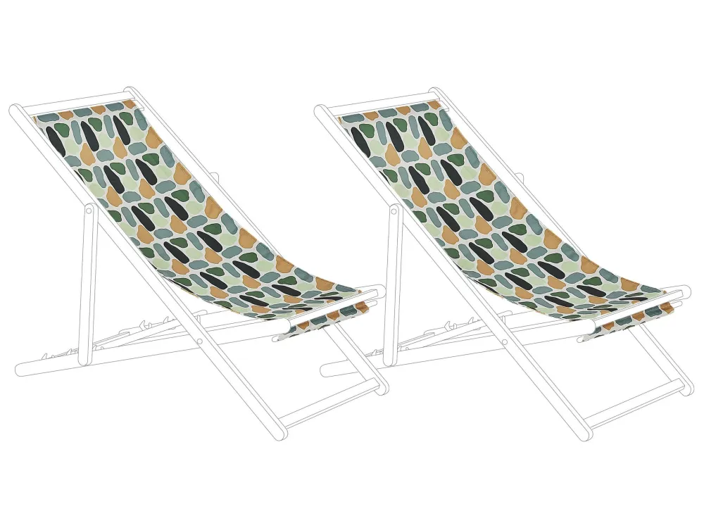 Poltrona Dondolo Set 2 Sun Lounger Replacement Fabrics Geometric Pattern ANZIO/AVELLINO