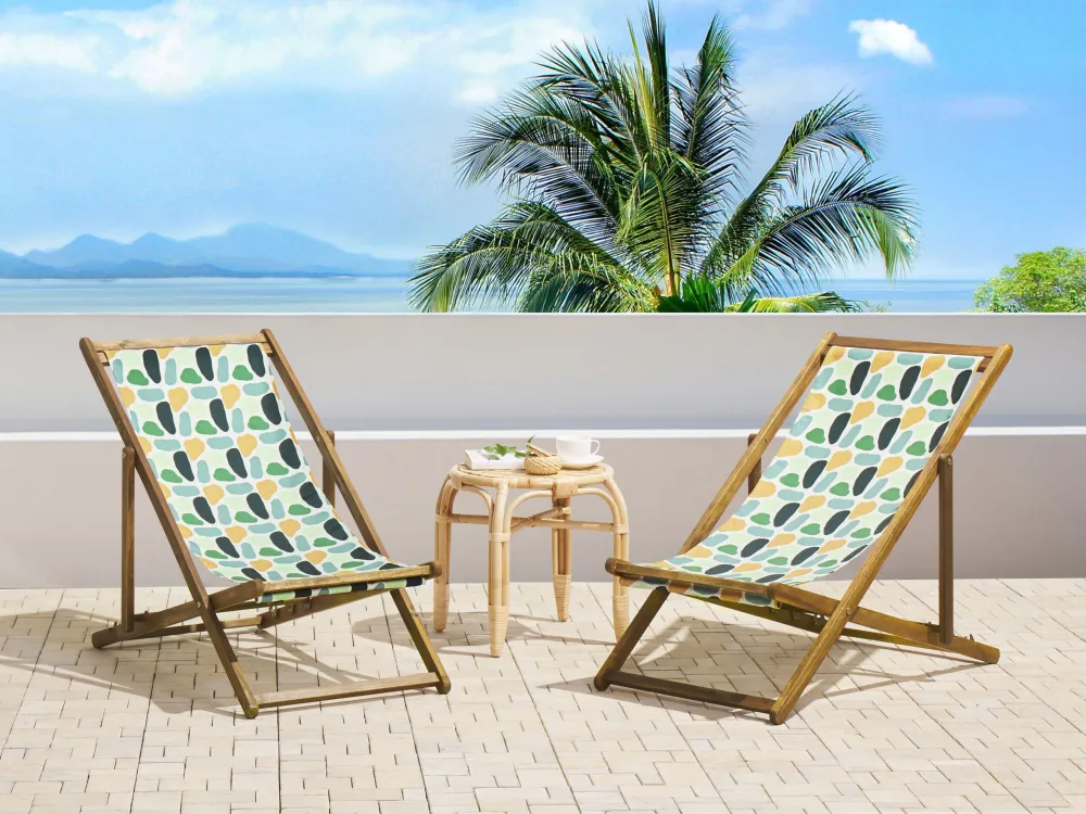 Poltrona Dondolo Set 2 Sun Lounger Replacement Fabrics Geometric Pattern ANZIO/AVELLINO
