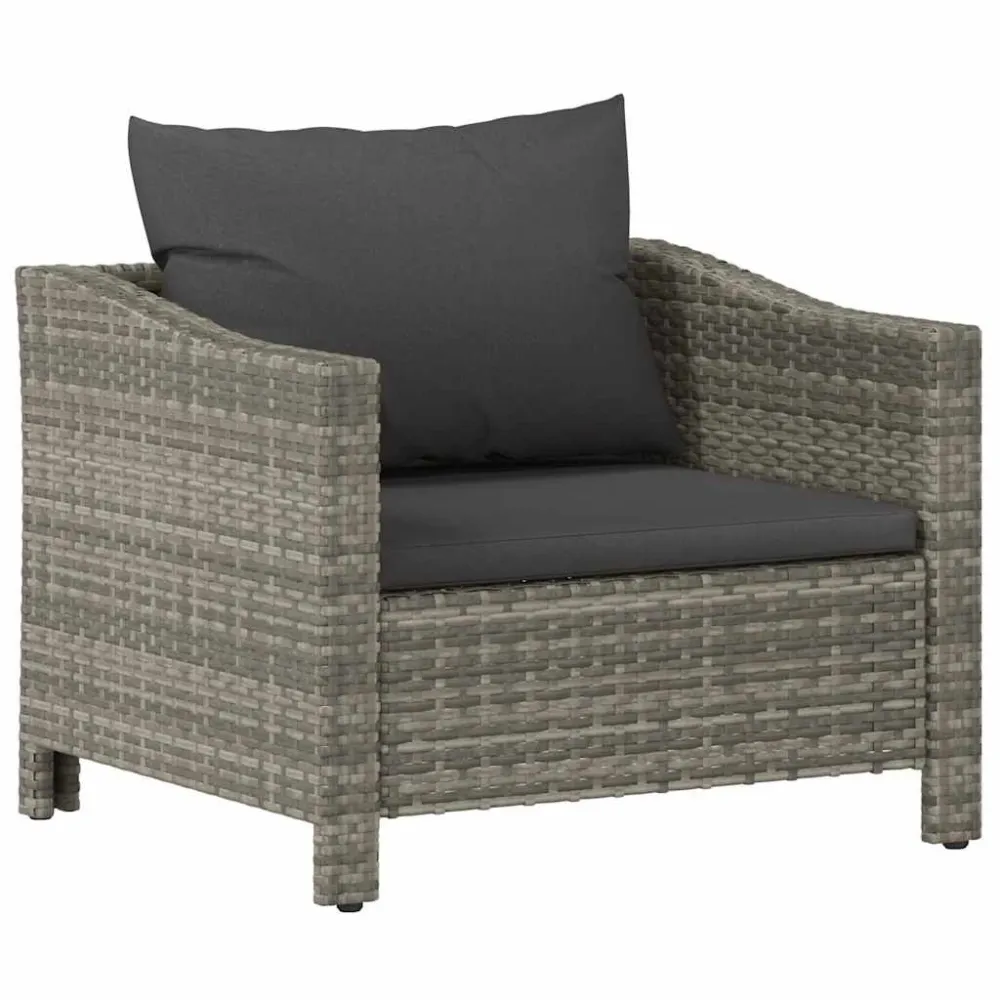 Poltrona da Giardino con Cuscino Grigio Polyrattan Easy Storage