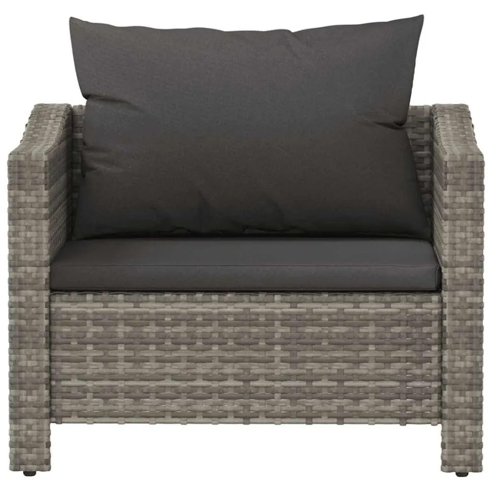 Poltrona da Giardino con Cuscino Grigio Polyrattan Easy Storage