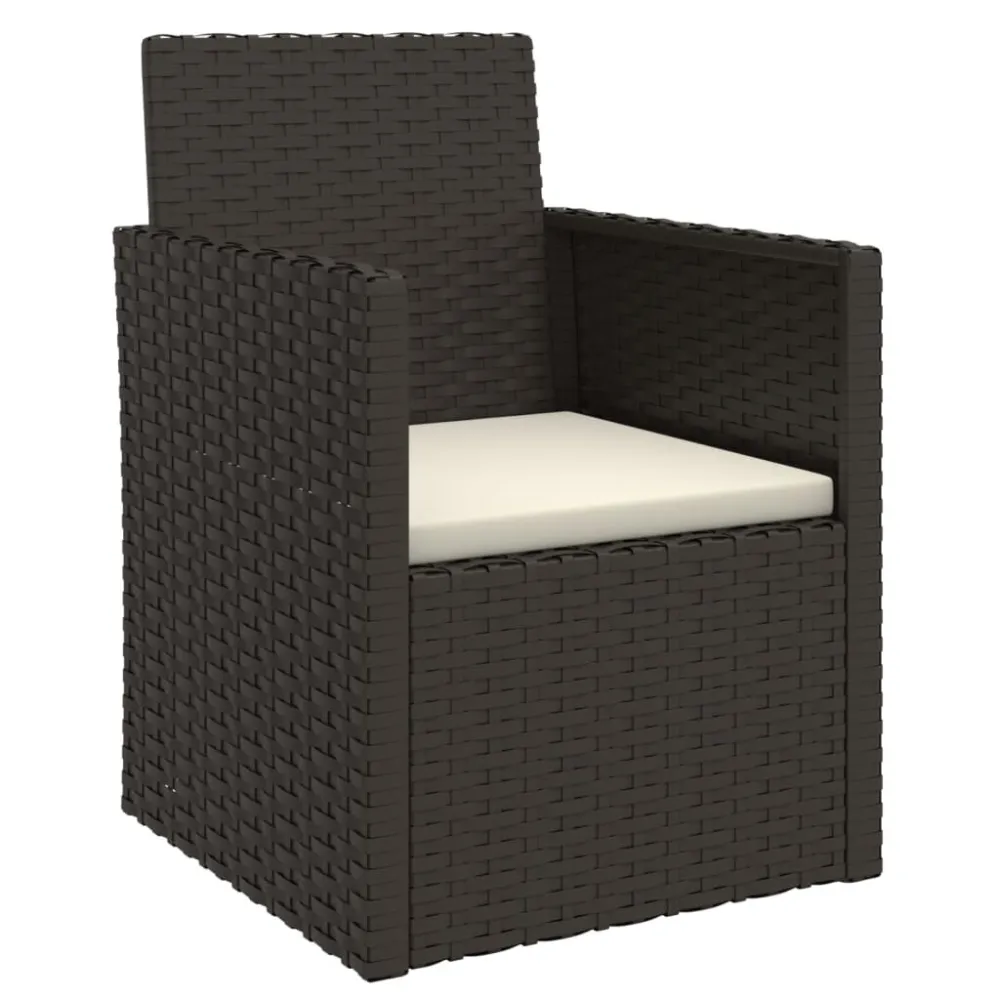 Poltrona da Giardino con Cuscino Nero Polyrattan con Sistema di Montaggio Rapido