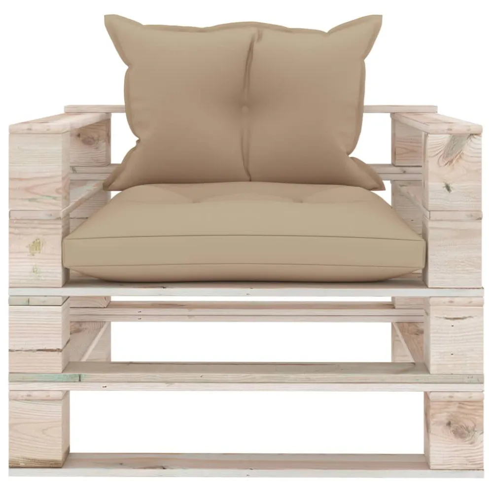 Poltrona da Giardino Pallet con Cuscini Panna Legno di Pino