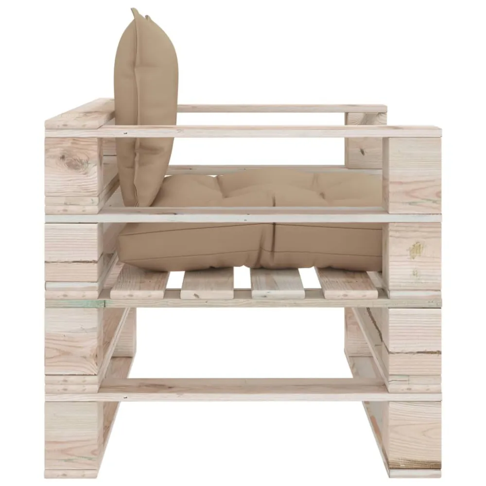 Poltrona da Giardino Pallet con Cuscini Panna Legno di Pino