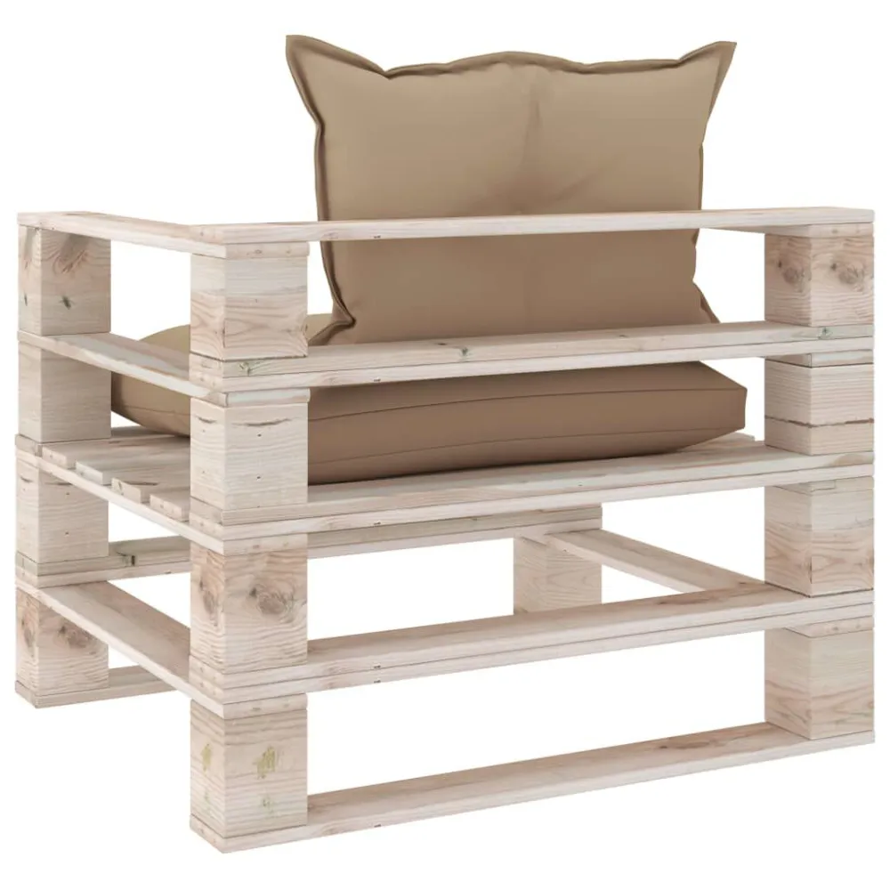 Poltrona da Giardino Pallet con Cuscini Panna Legno di Pino