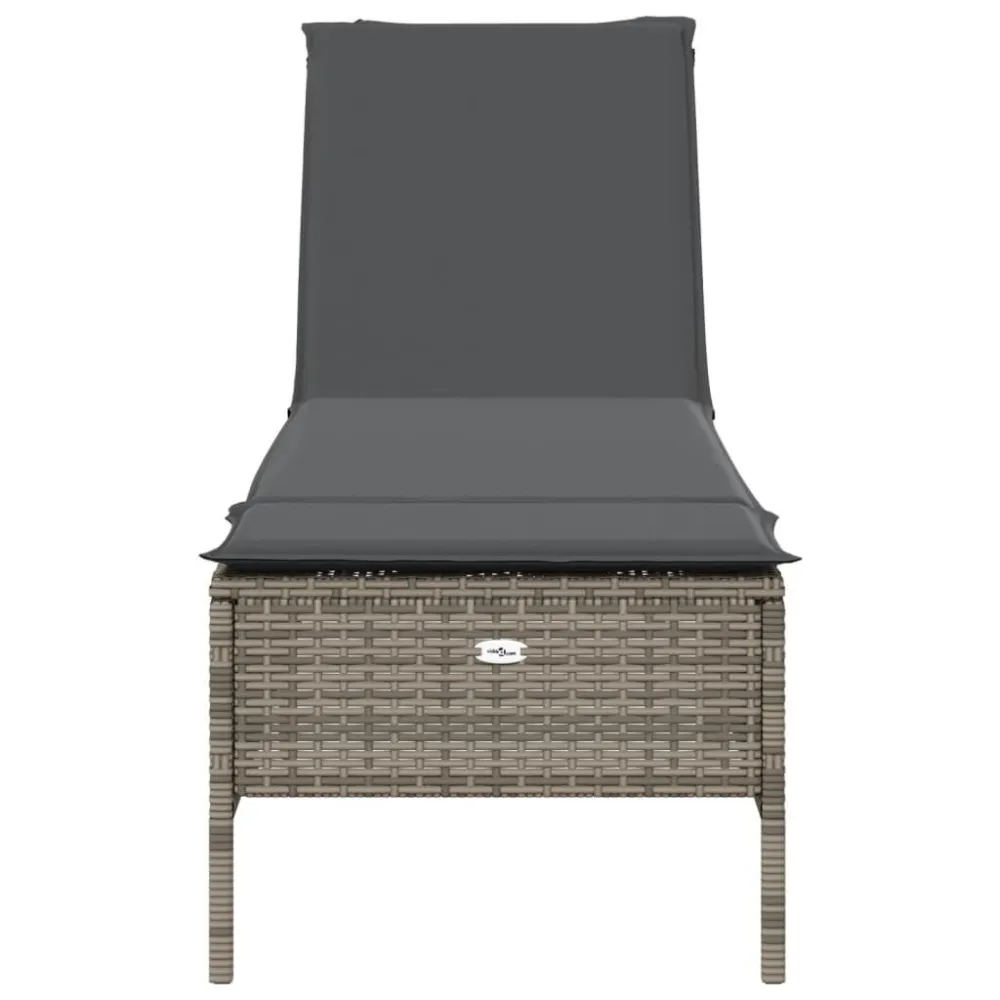 Poltrona Girevole Lettino Prendisole con Cuscino Grigio Polyrattan