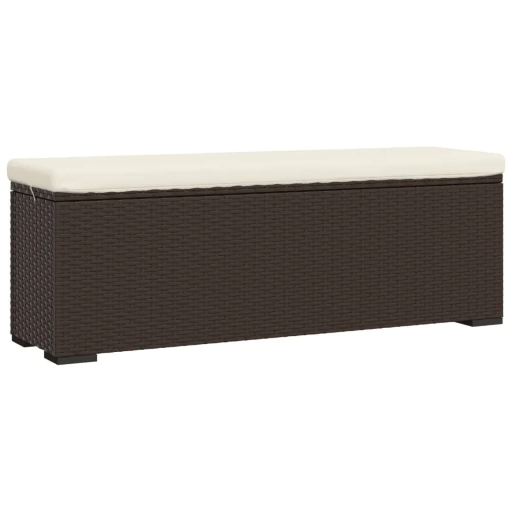 Poltrona Girevole Panca Ottomana con Cuscino Marrone 110x30x40 cm Polyrattan