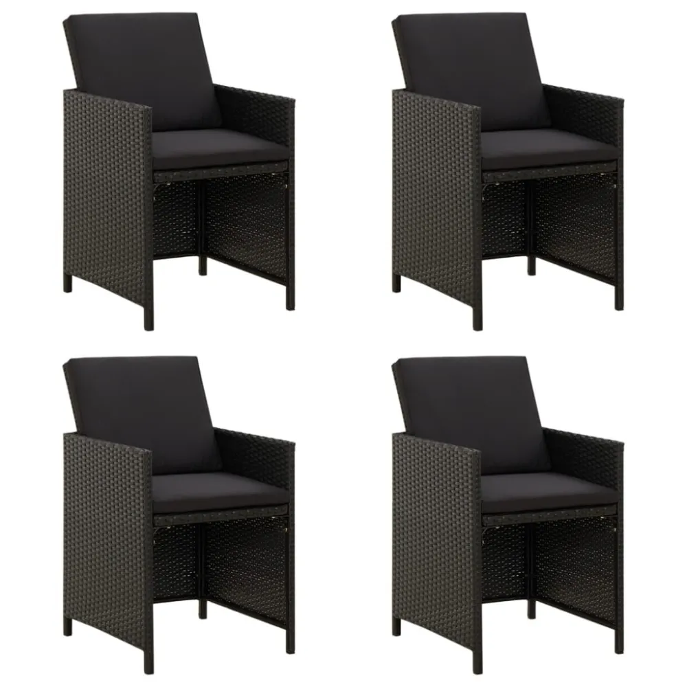 Poltrona Girevole Sedie da Giardino con Cuscini 4 pz Polyrattan Nere