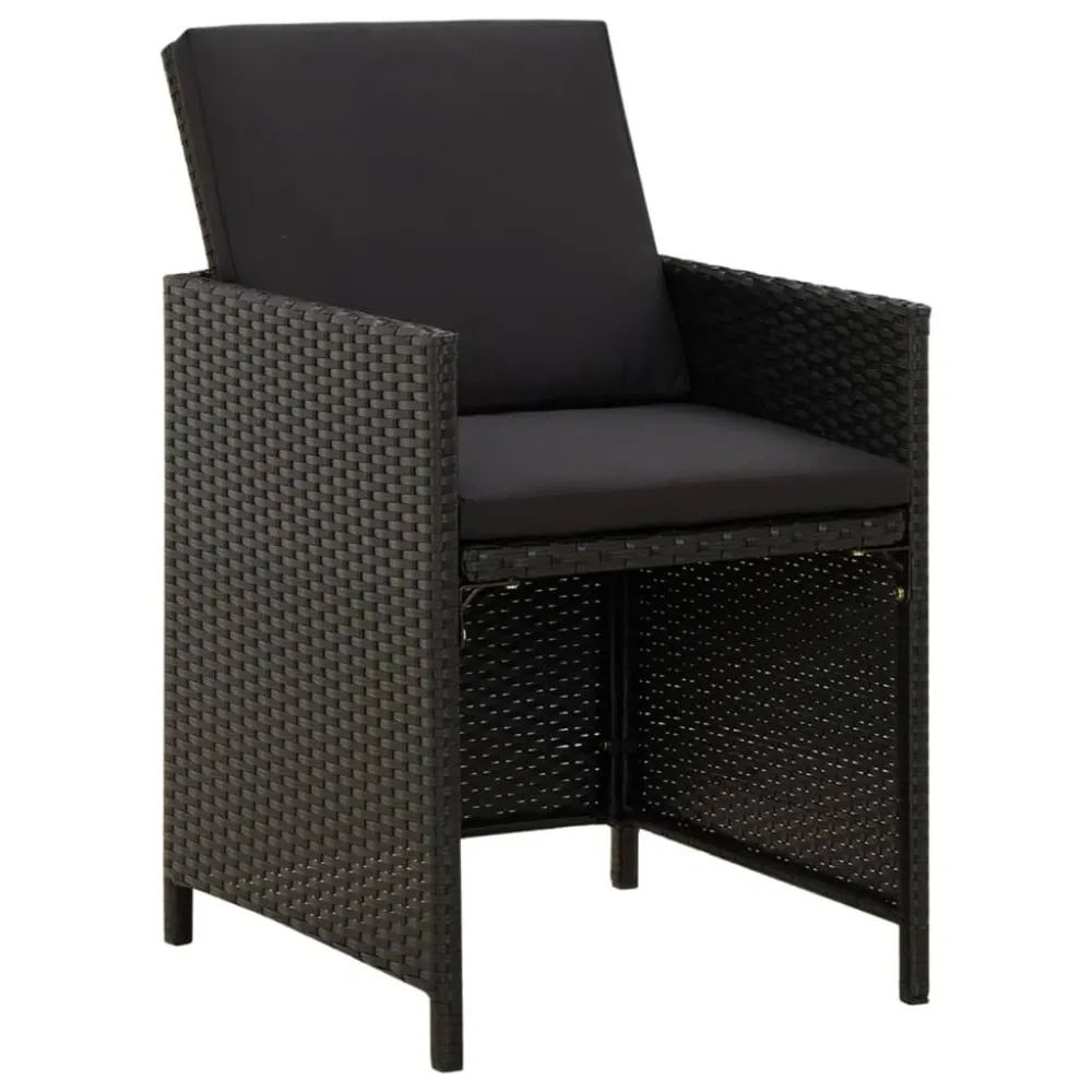 Poltrona Girevole Sedie da Giardino con Cuscini 4 pz Polyrattan Nere