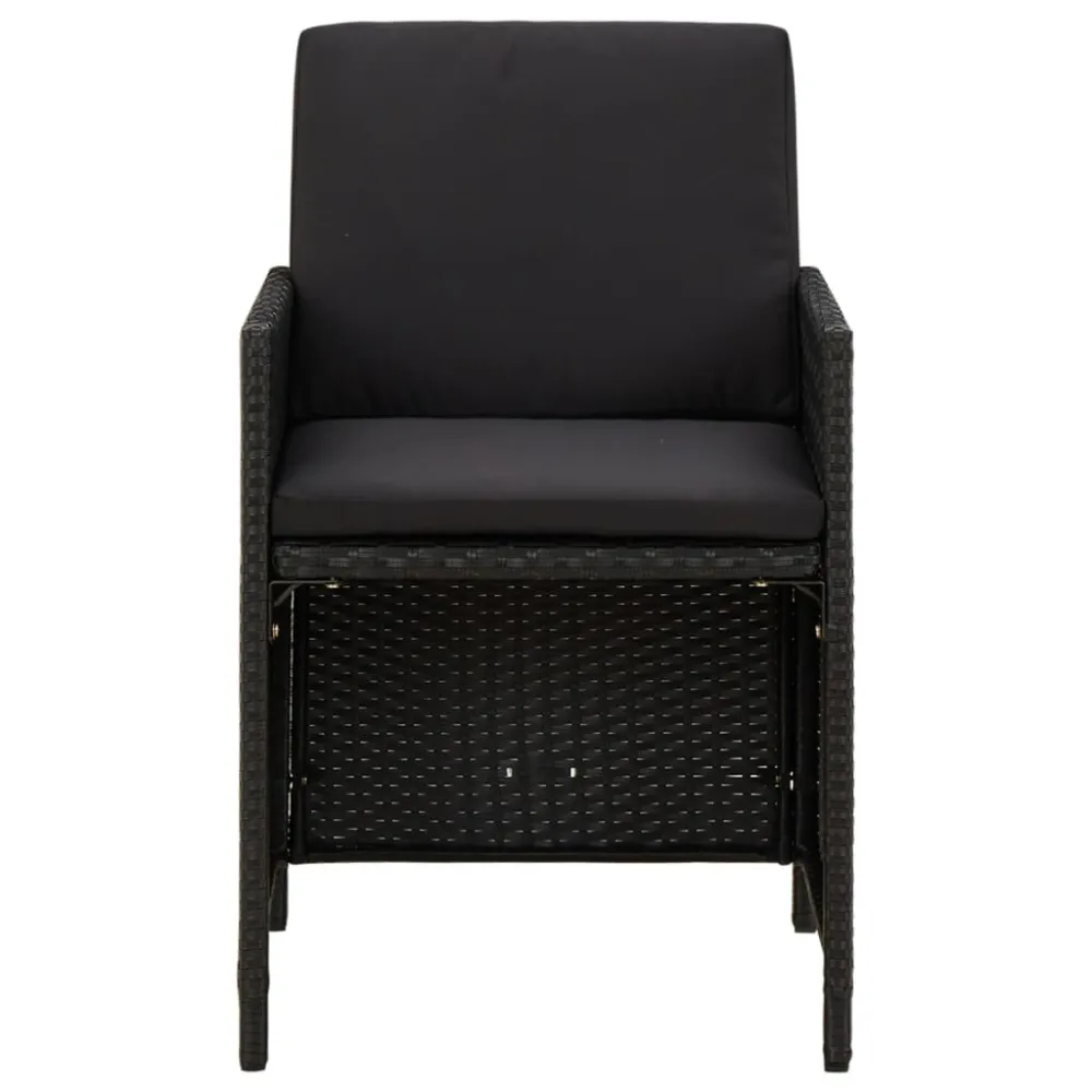 Poltrona Girevole Sedie da Giardino con Cuscini 4 pz Polyrattan Nere