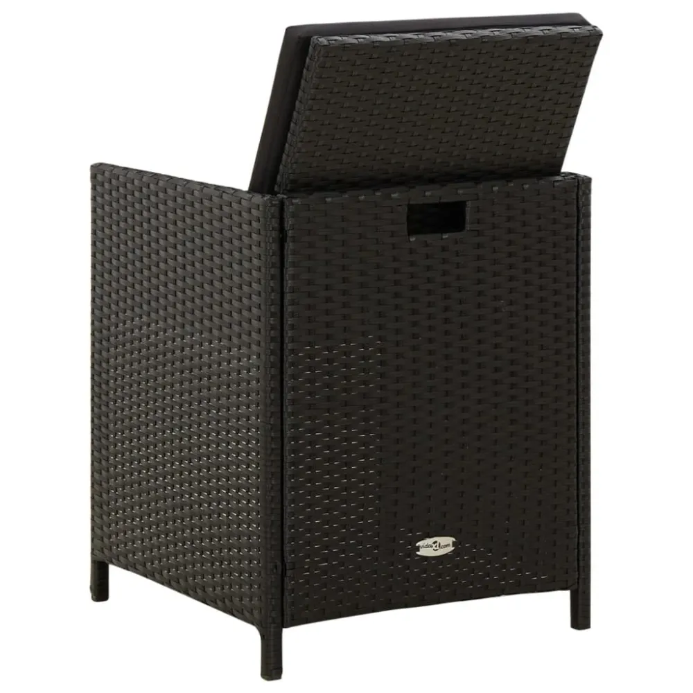Poltrona Girevole Sedie da Giardino con Cuscini 4 pz Polyrattan Nere