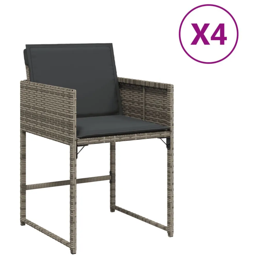 Poltrona Girevole Sedie da Giardino con Cuscini 4pz Grigio Polyrattan