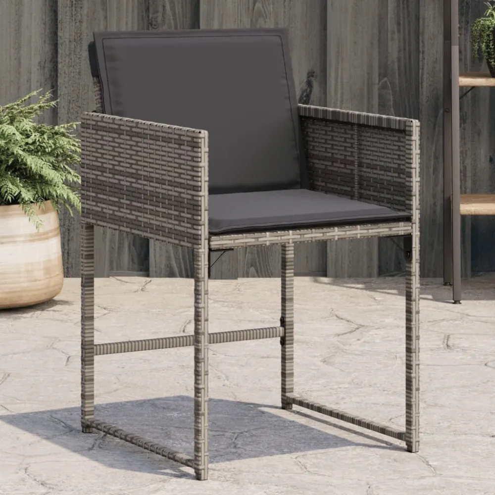 Poltrona Girevole Sedie da Giardino con Cuscini 4pz Grigio Polyrattan