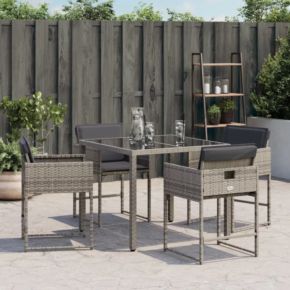 Poltrona Girevole Sedie da Giardino con Cuscini 4pz Grigio Polyrattan