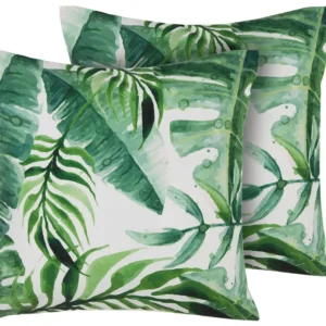 Poltrona Girevole Set di 2 cuscini da esterno stampa foglia verde 45 x 45 cm PAVELLI