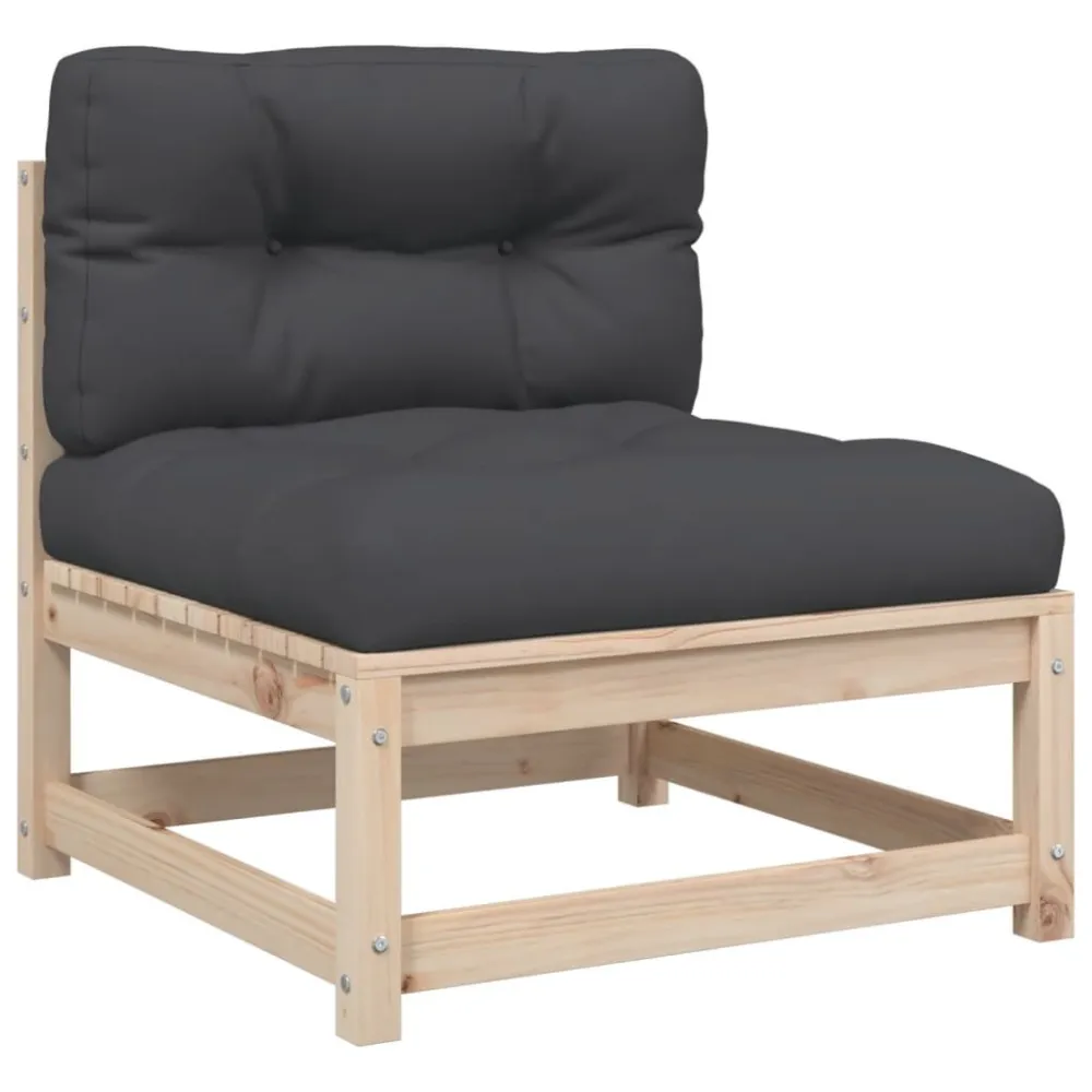 Poltrona Girevole Set Divani da Giardino 7 pz con Cuscini Legno Massello di Pino