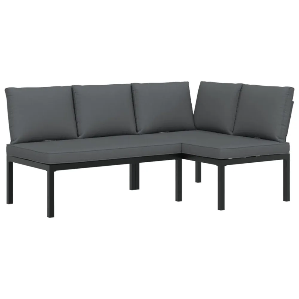 Poltrona Girevole Set Divani da Giardino 2 pz con Cuscini Alluminio Nero